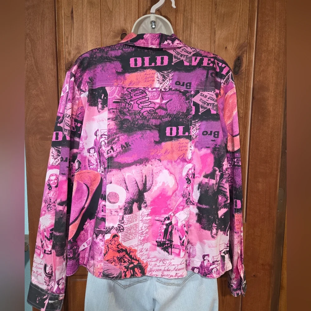 Vintage Vibrant‎ Pink Graphic Jean Jacket